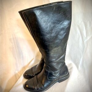 Classic Black Leather Knee-High Boots